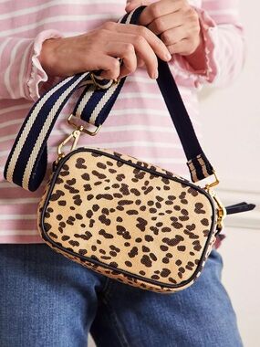 Boden - Leopard Print Crossbody Messenger Bag - Navy / Multi Leopard - 8x5x2.5